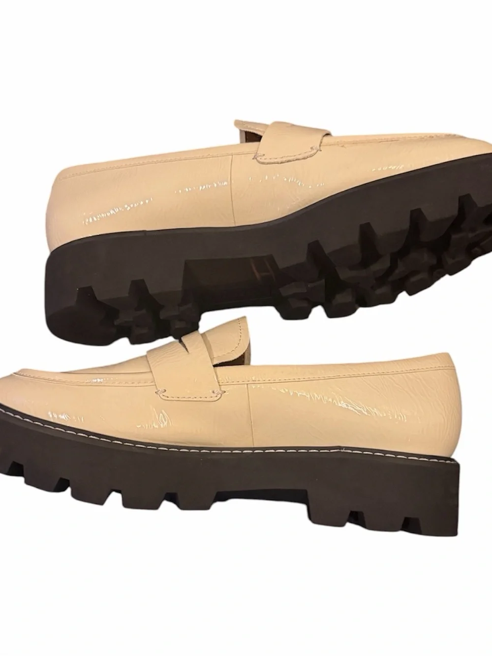 Franco Sarto Cream Leather Penny Loafers Women’s Slip-On Comfort Shoes